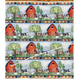 Fun on the Farm Fabric Horses Barn Sheep Cow Quilting Fabric Cotton BTY